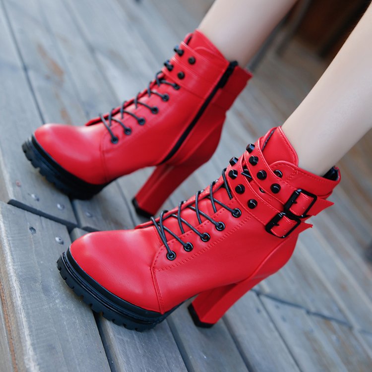 Fashionable Waterproof High Heel Short Boots for Women