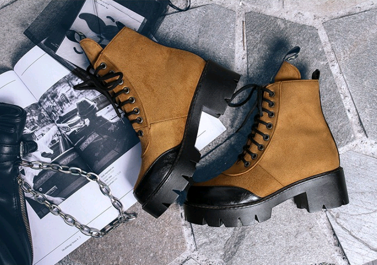 Fashionable Lace-Up Flat Ankle Boots for Women