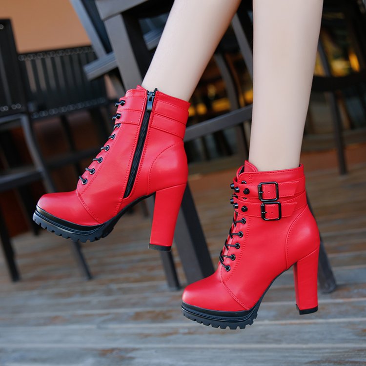 Fashionable Waterproof High Heel Short Boots for Women
