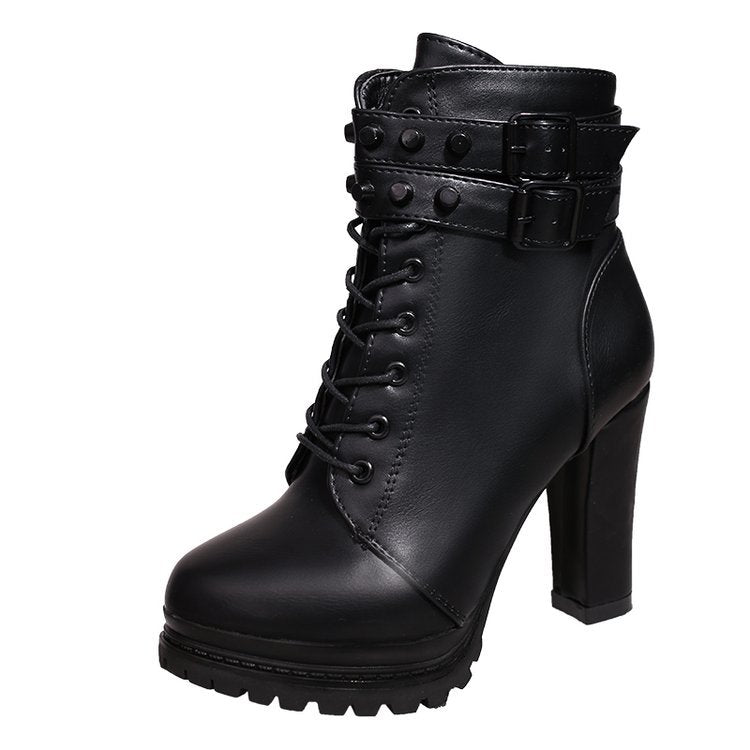 Fashionable Waterproof High Heel Short Boots for Women