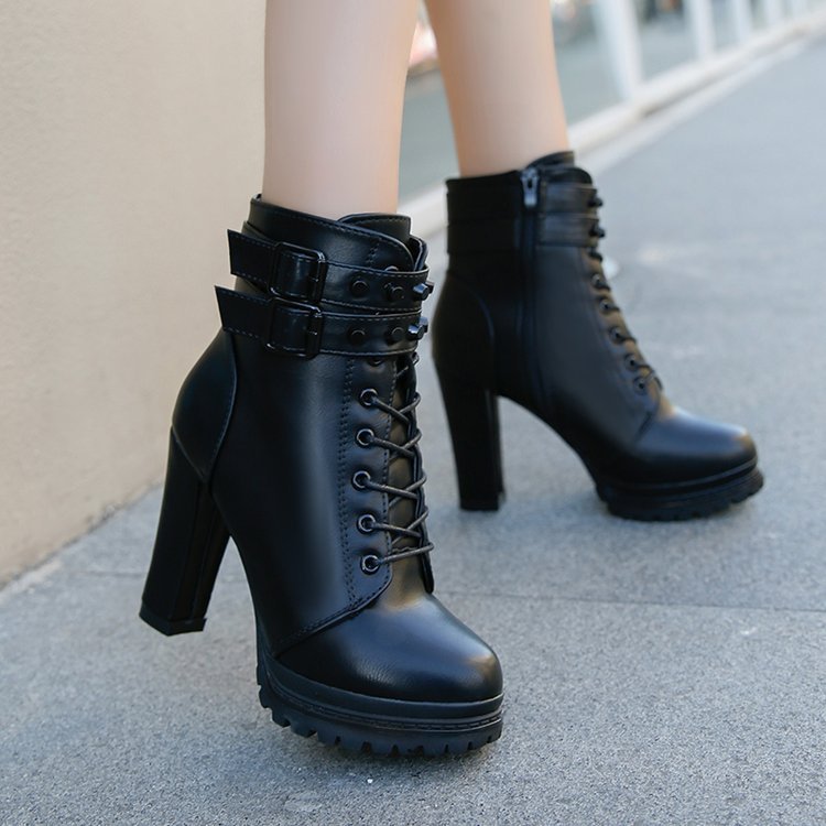 Fashionable Waterproof High Heel Short Boots for Women