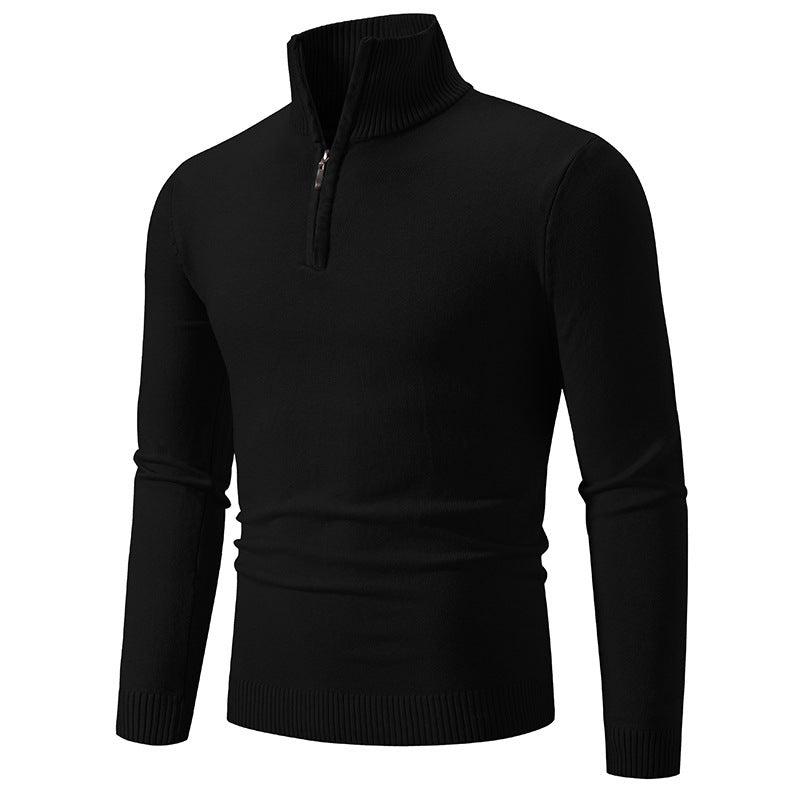 2023 Men's Plus Size Fleece Zip Mock Neck Sweater