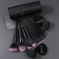 17 Makeup Tools Set 12 Face Makeup Brush Set with Makeup Egg Triangle Powder Puff Makeup Brush Storage Bucket Makeup Tools