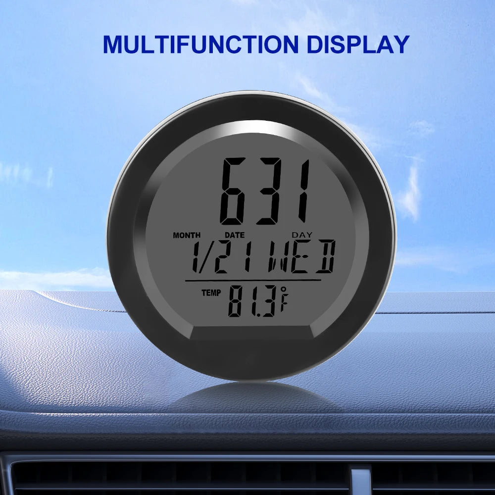 Kebidumei Solar Car Clocks For Dashboard Digital LCD Clock Date Week Temperature Time Display Clocks Backlight Electronic Screen