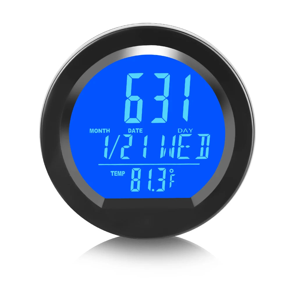 Kebidumei Solar Car Clocks For Dashboard Digital LCD Clock Date Week Temperature Time Display Clocks Backlight Electronic Screen