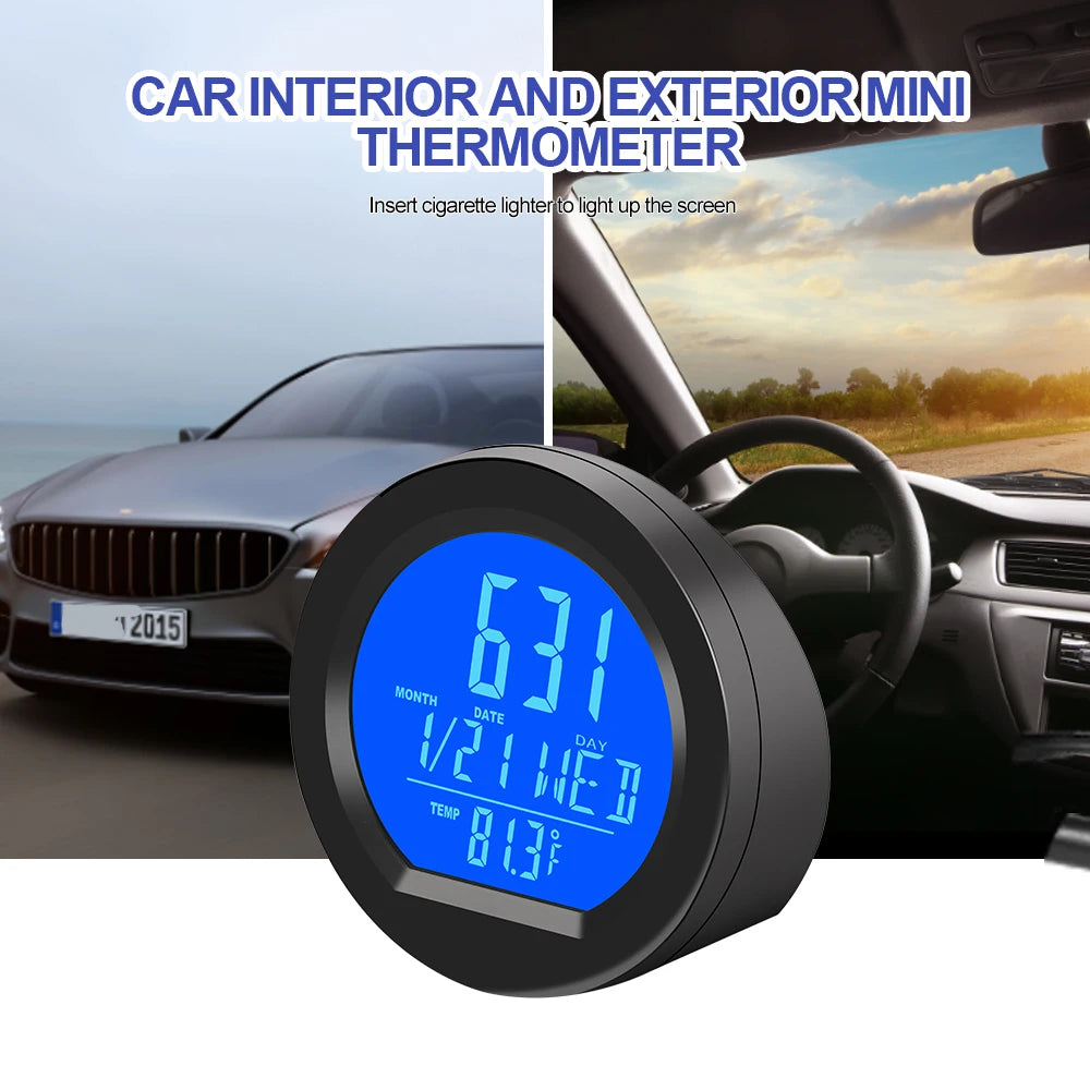 Kebidumei Solar Car Clocks For Dashboard Digital LCD Clock Date Week Temperature Time Display Clocks Backlight Electronic Screen