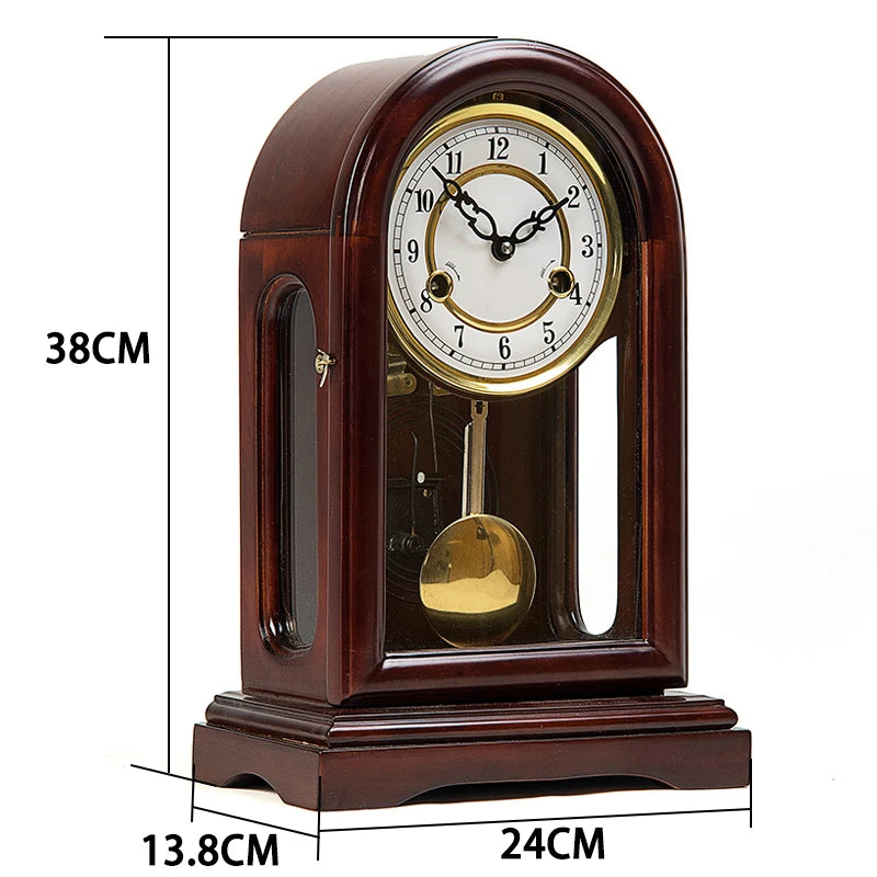Mechanical Desk Clock Vintage Table Clocks Solid Wood Desktop Decoration Clock Upper Chord Spring Time Reporting Pendulum Clocks