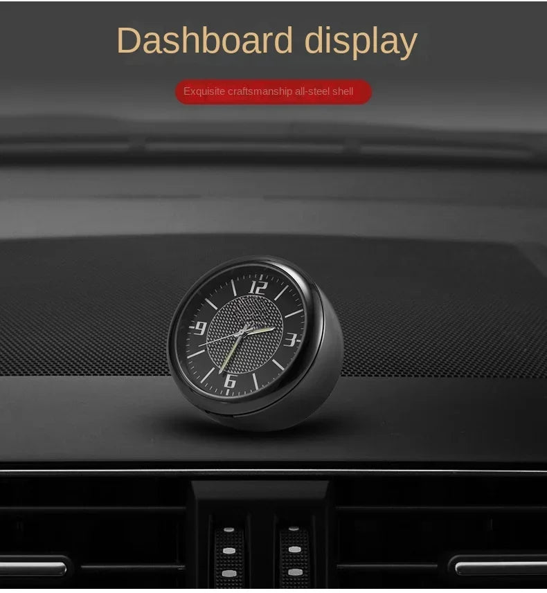 Car Clock Luminous Mini Automobiles Internal Stick-On Digital Watch Mechanics Quartz Clocks Auto Ornament 40mm 43mm