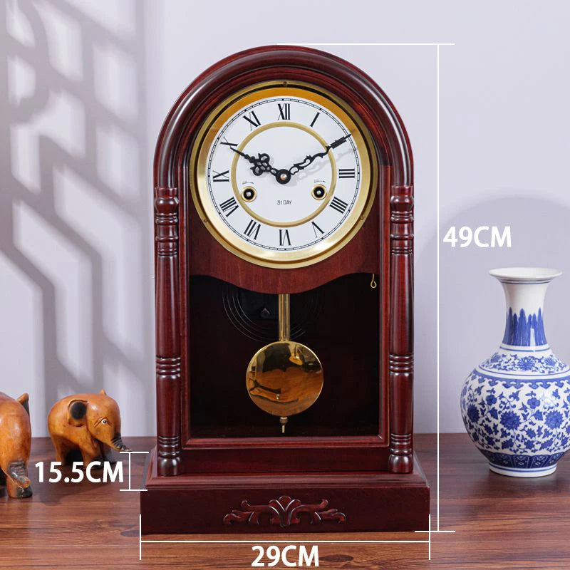 Mechanical Desk Clock Vintage Table Clocks Solid Wood Desktop Decoration Clock Upper Chord Spring Time Reporting Pendulum Clocks