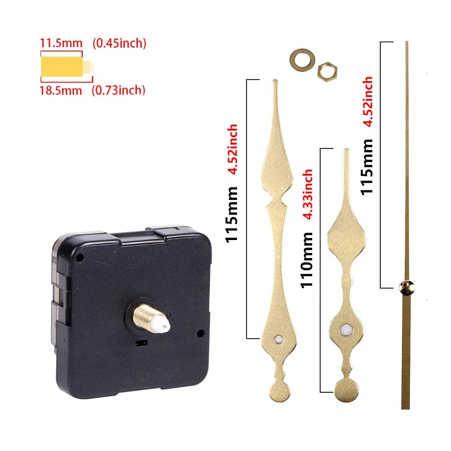 Clock Mechanism Silent Quartz Movement Machine Wall Hands Pointer Set Clockwork Table Long Shaft DIY Watches Repair Parts