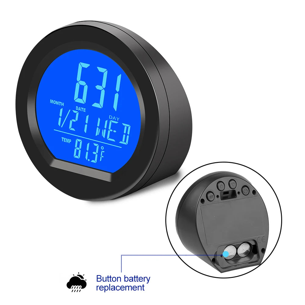 Kebidumei Solar Car Clocks For Dashboard Digital LCD Clock Date Week Temperature Time Display Clocks Backlight Electronic Screen