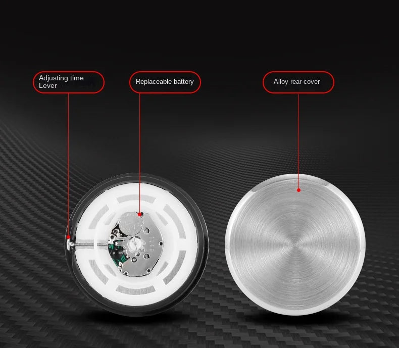 Car Clock Luminous Mini Automobiles Internal Stick-On Digital Watch Mechanics Quartz Clocks Auto Ornament 40mm 43mm