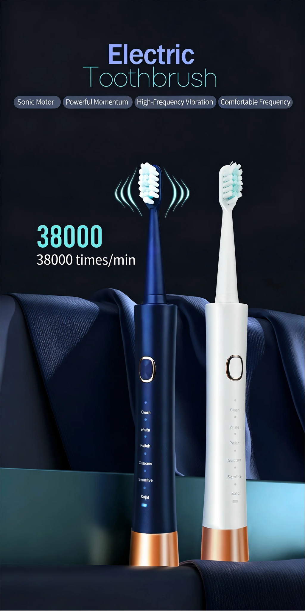 DR.GOOD Sonic Electric Toothbrush for Adults, Soft Bristles, USB Rechargeable, 5 Modes, Oral Care for Men & Women.