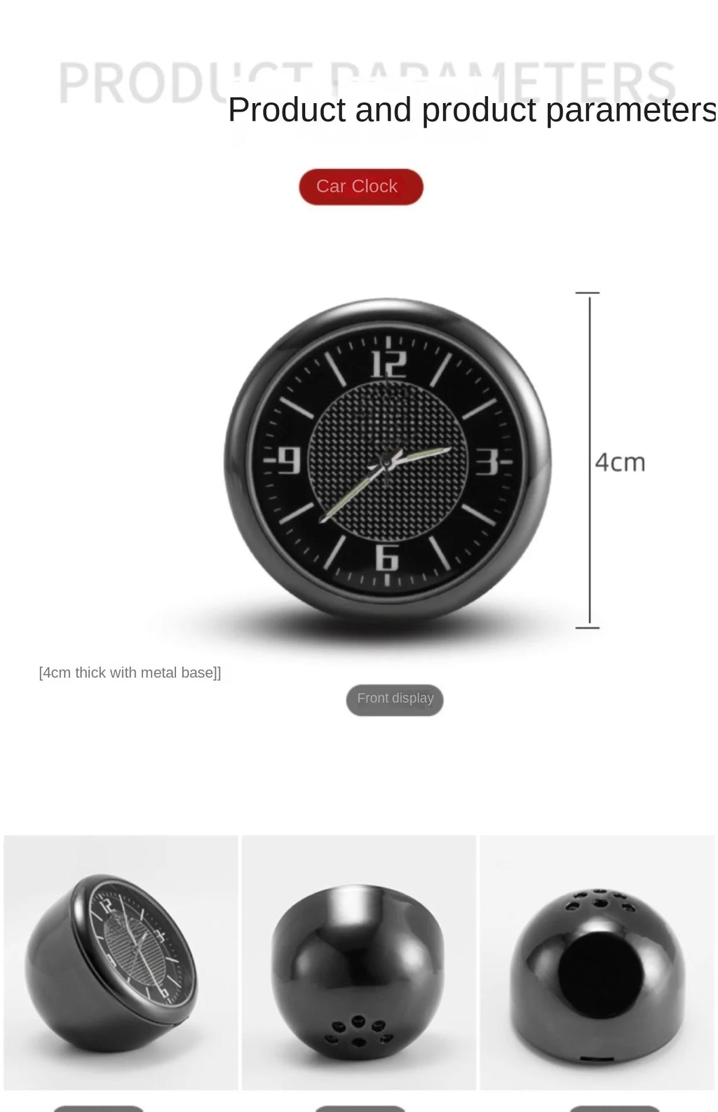 Car Clock Luminous Mini Automobiles Internal Stick-On Digital Watch Mechanics Quartz Clocks Auto Ornament 40mm 43mm
