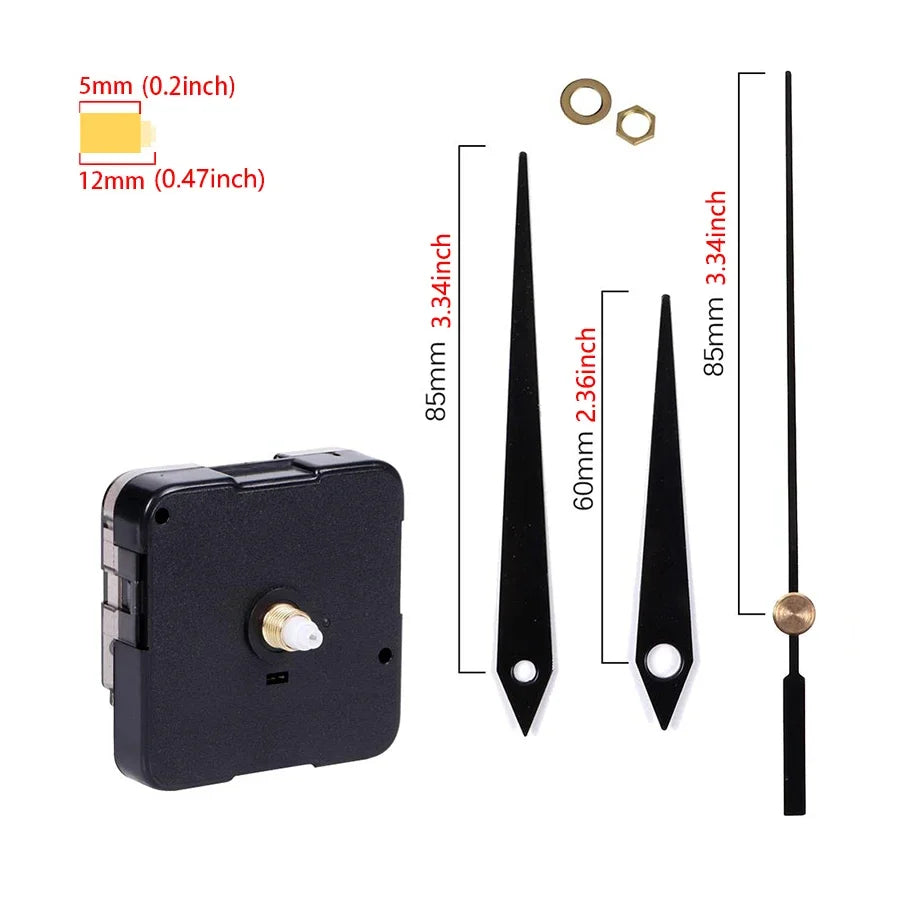 Clock Mechanism Silent Quartz Movement Machine Wall Hands Pointer Set Clockwork Table Long Shaft DIY Watches Repair Parts