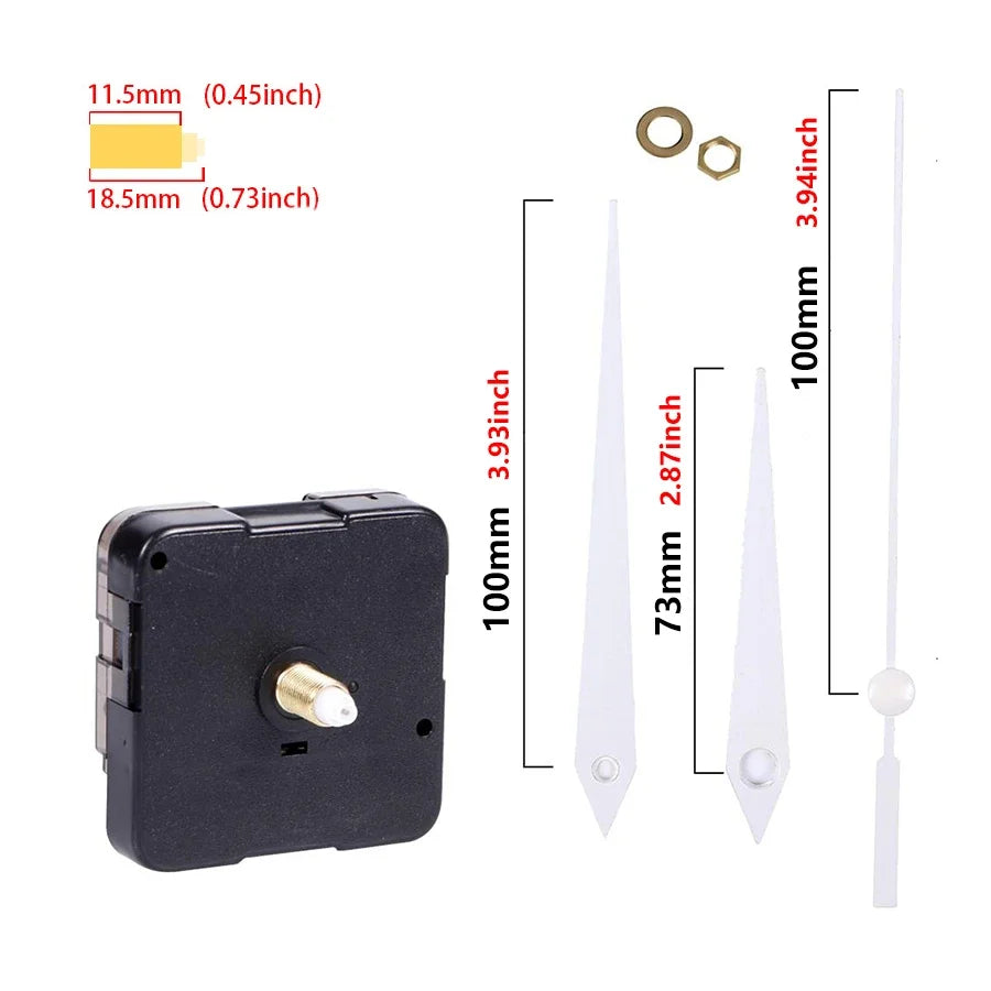 Clock Mechanism Silent Quartz Movement Machine Wall Hands Pointer Set Clockwork Table Long Shaft DIY Watches Repair Parts