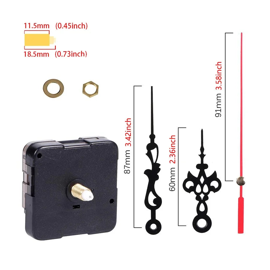 Clock Mechanism Silent Quartz Movement Machine Wall Hands Pointer Set Clockwork Table Long Shaft DIY Watches Repair Parts