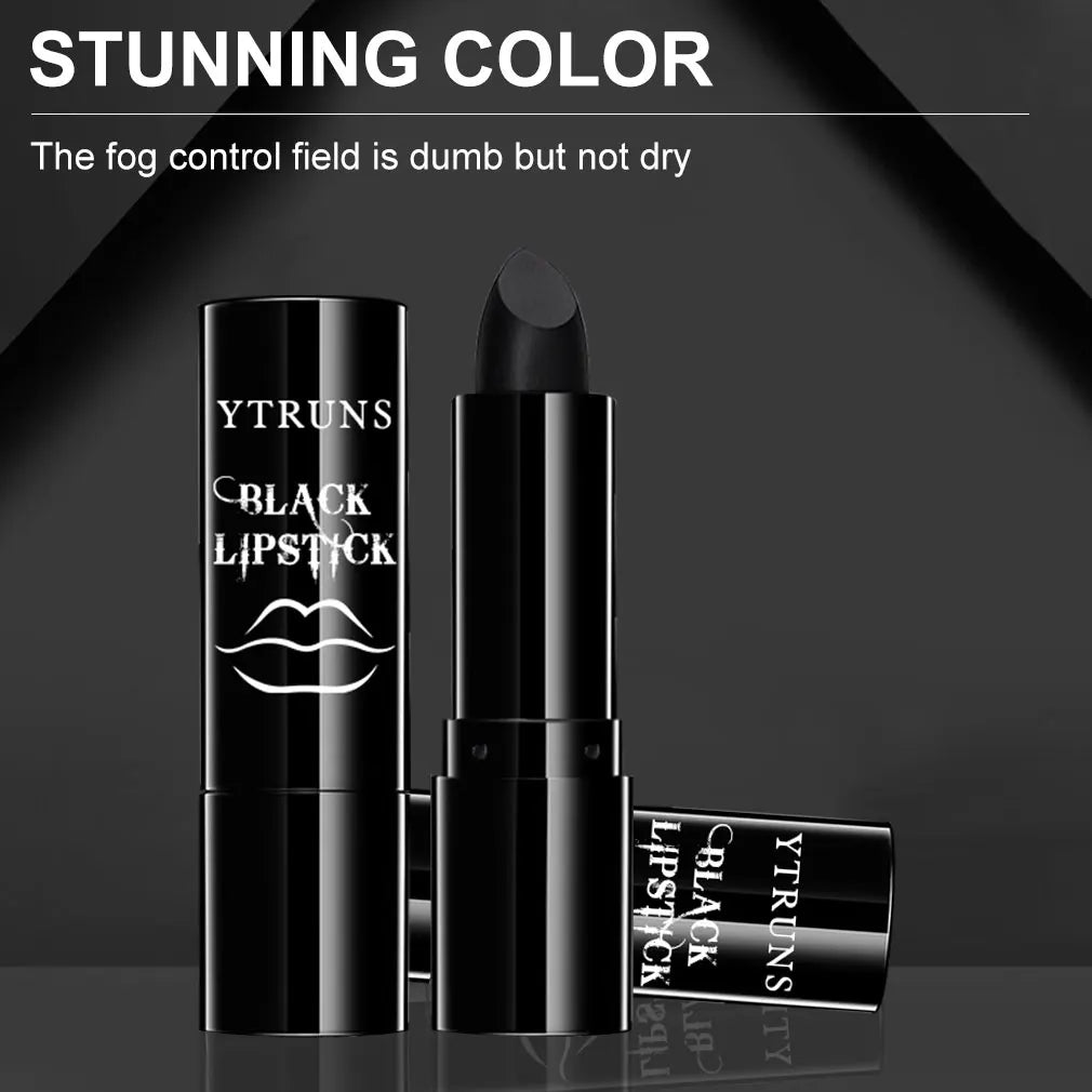 Matte black lipstick, long-lasting waterproof, no creases, Gothic dark makeup party, Halloween cosplay makeup
