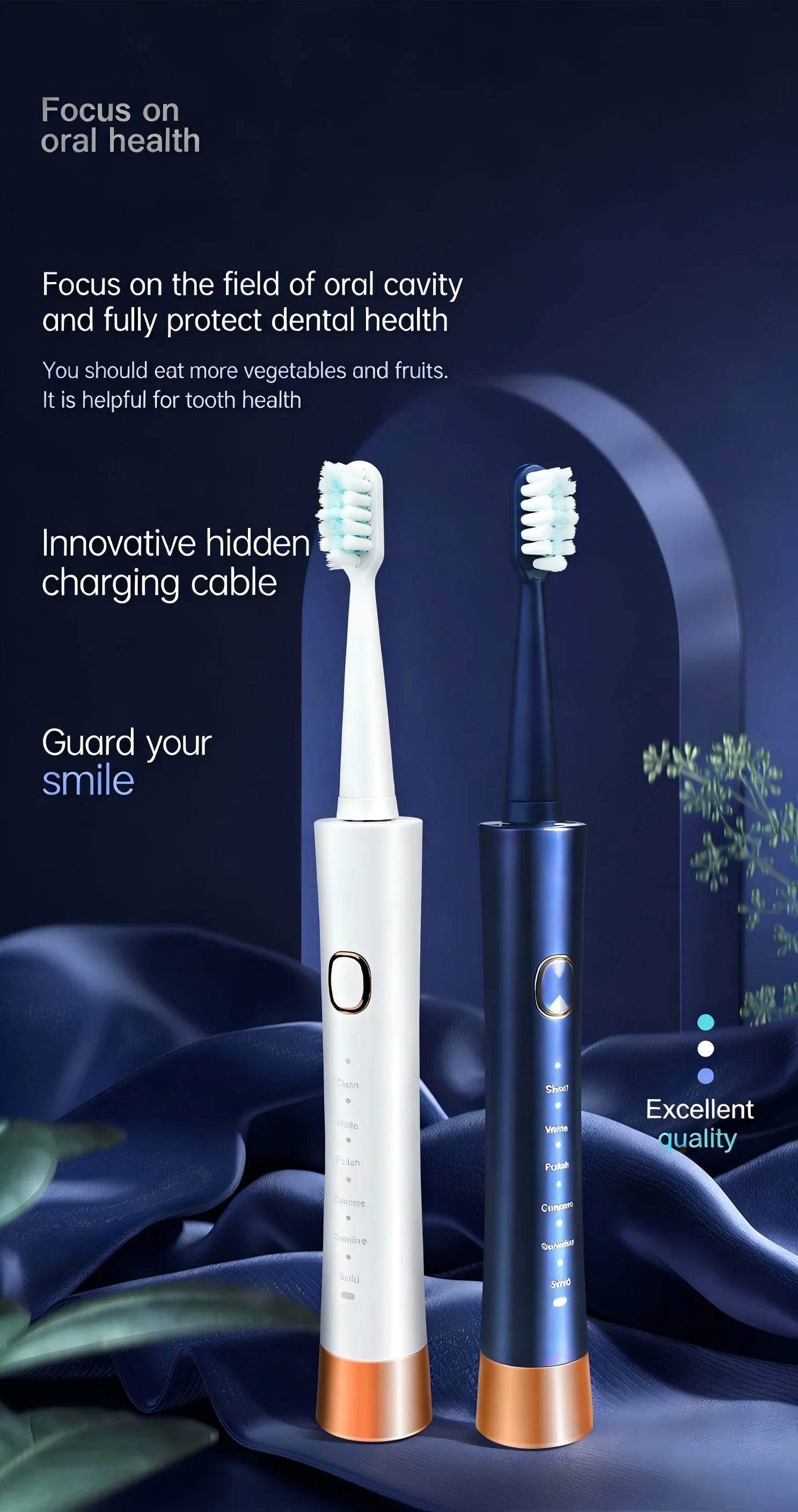 DR.GOOD Sonic Electric Toothbrush for Adults, Soft Bristles, USB Rechargeable, 5 Modes, Oral Care for Men & Women.