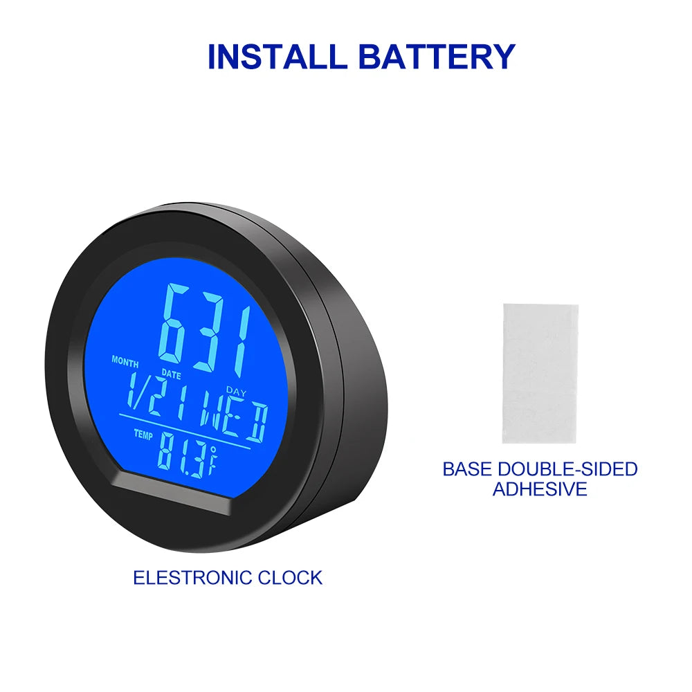 Kebidumei Solar Car Clocks For Dashboard Digital LCD Clock Date Week Temperature Time Display Clocks Backlight Electronic Screen