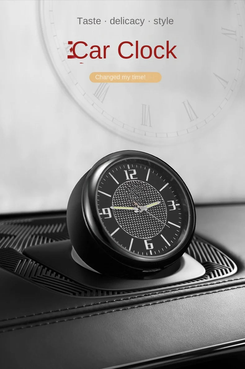 Car Clock Luminous Mini Automobiles Internal Stick-On Digital Watch Mechanics Quartz Clocks Auto Ornament 40mm 43mm
