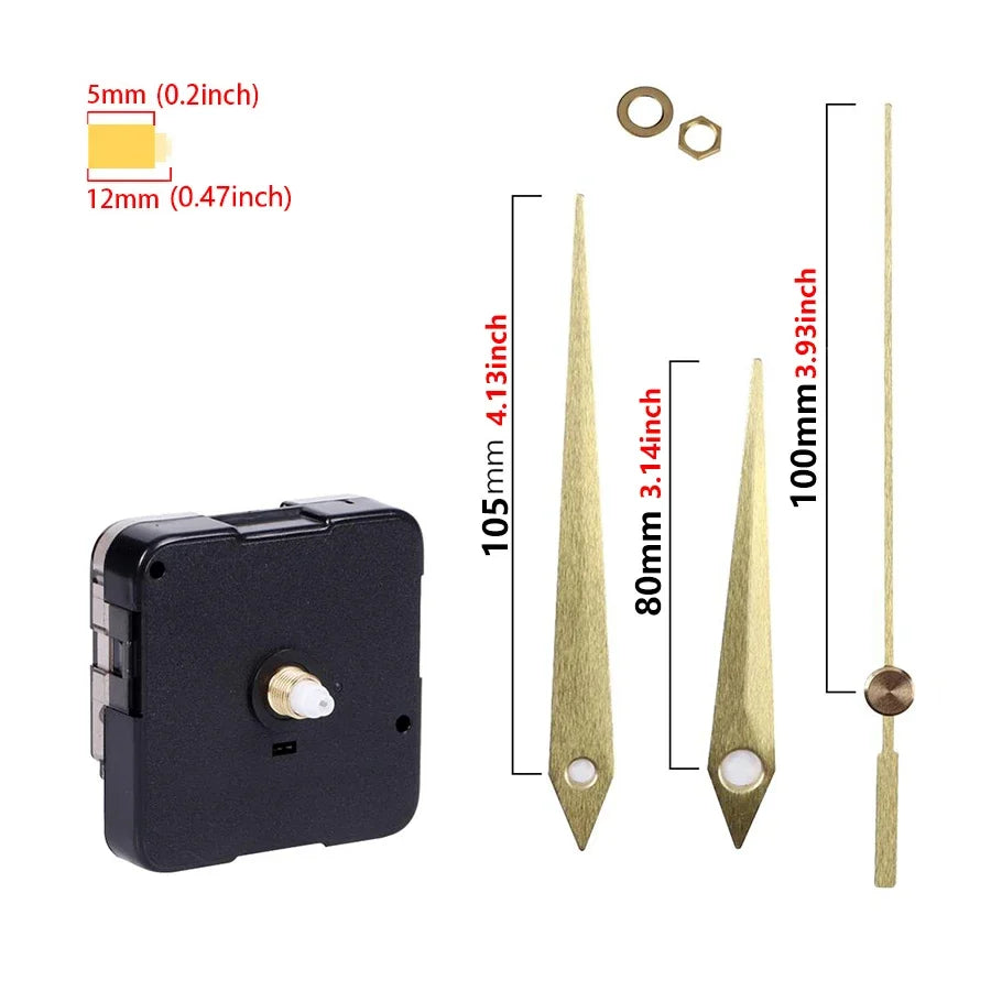 Clock Mechanism Silent Quartz Movement Machine Wall Hands Pointer Set Clockwork Table Long Shaft DIY Watches Repair Parts