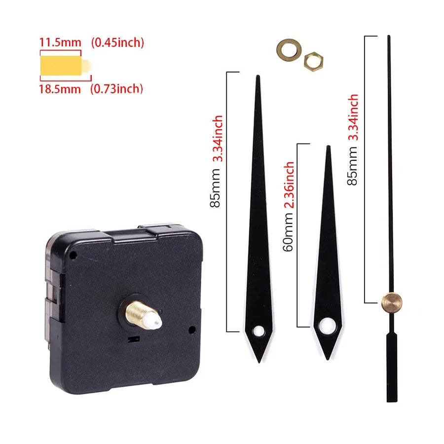 Clock Mechanism Silent Quartz Movement Machine Wall Hands Pointer Set Clockwork Table Long Shaft DIY Watches Repair Parts