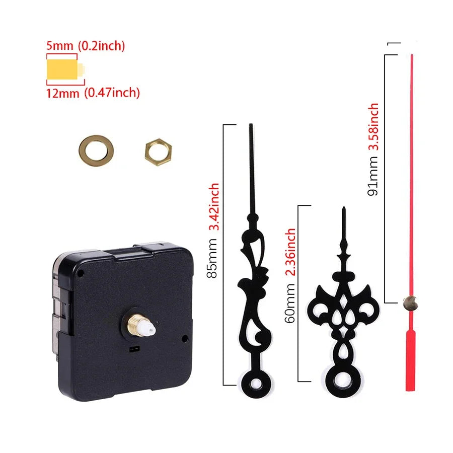 Clock Mechanism Silent Quartz Movement Machine Wall Hands Pointer Set Clockwork Table Long Shaft DIY Watches Repair Parts