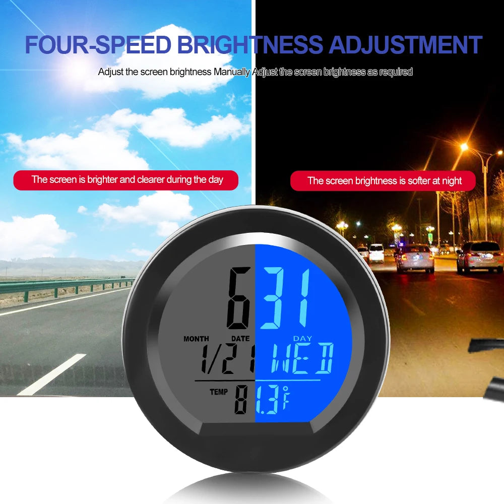 Kebidumei Solar Car Clocks For Dashboard Digital LCD Clock Date Week Temperature Time Display Clocks Backlight Electronic Screen