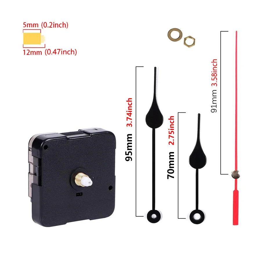 Clock Mechanism Silent Quartz Movement Machine Wall Hands Pointer Set Clockwork Table Long Shaft DIY Watches Repair Parts