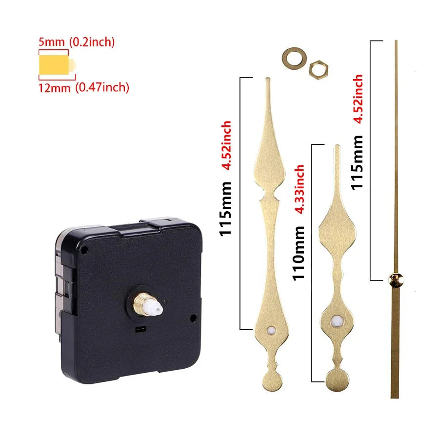 Clock Mechanism Silent Quartz Movement Machine Wall Hands Pointer Set Clockwork Table Long Shaft DIY Watches Repair Parts
