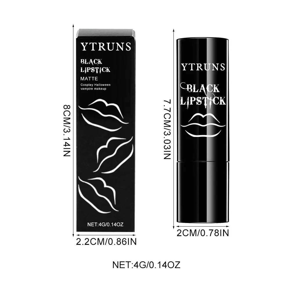 Matte black lipstick, long-lasting waterproof, no creases, Gothic dark makeup party, Halloween cosplay makeup