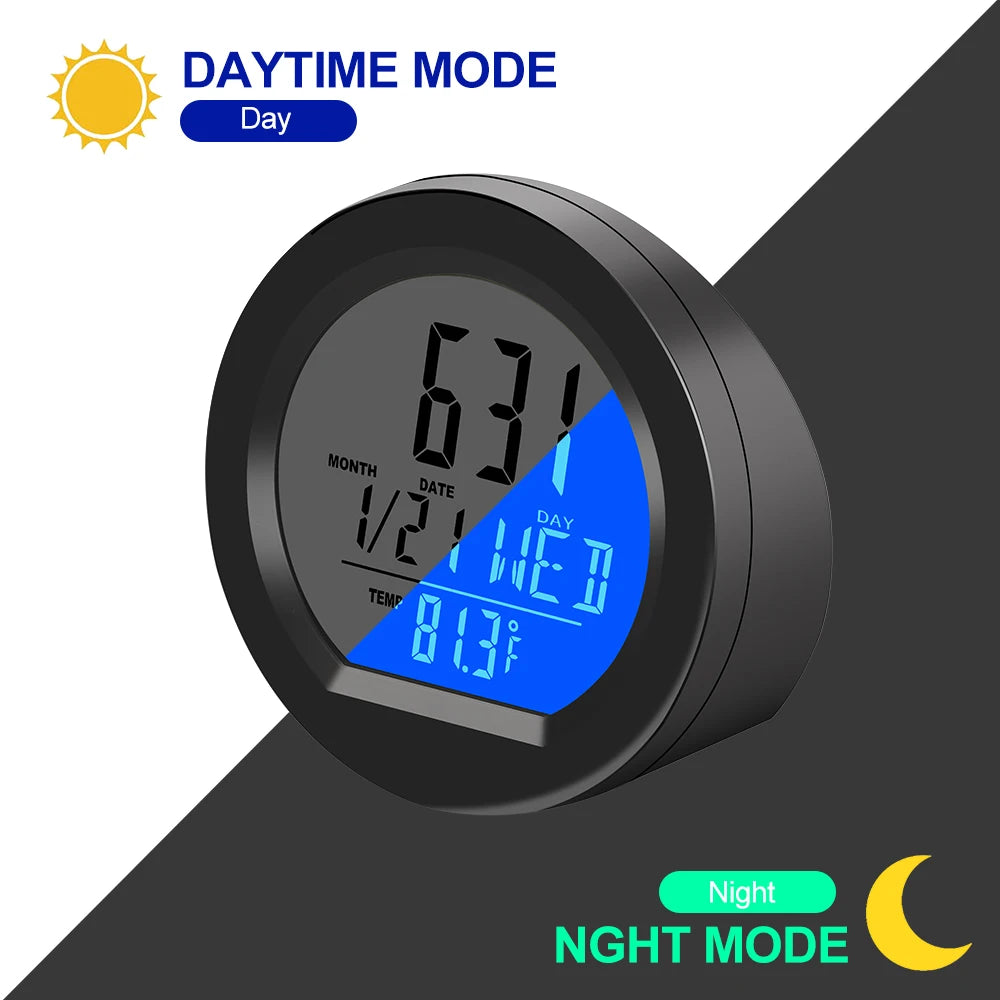Kebidumei Solar Car Clocks For Dashboard Digital LCD Clock Date Week Temperature Time Display Clocks Backlight Electronic Screen