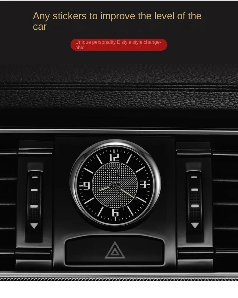 Car Clock Luminous Mini Automobiles Internal Stick-On Digital Watch Mechanics Quartz Clocks Auto Ornament 40mm 43mm