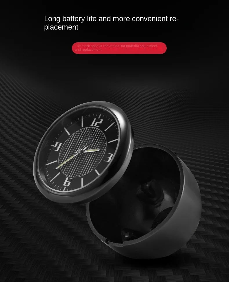 Car Clock Luminous Mini Automobiles Internal Stick-On Digital Watch Mechanics Quartz Clocks Auto Ornament 40mm 43mm