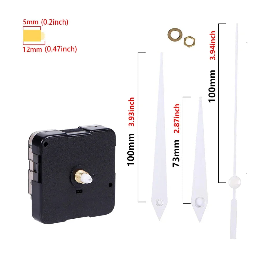 Clock Mechanism Silent Quartz Movement Machine Wall Hands Pointer Set Clockwork Table Long Shaft DIY Watches Repair Parts
