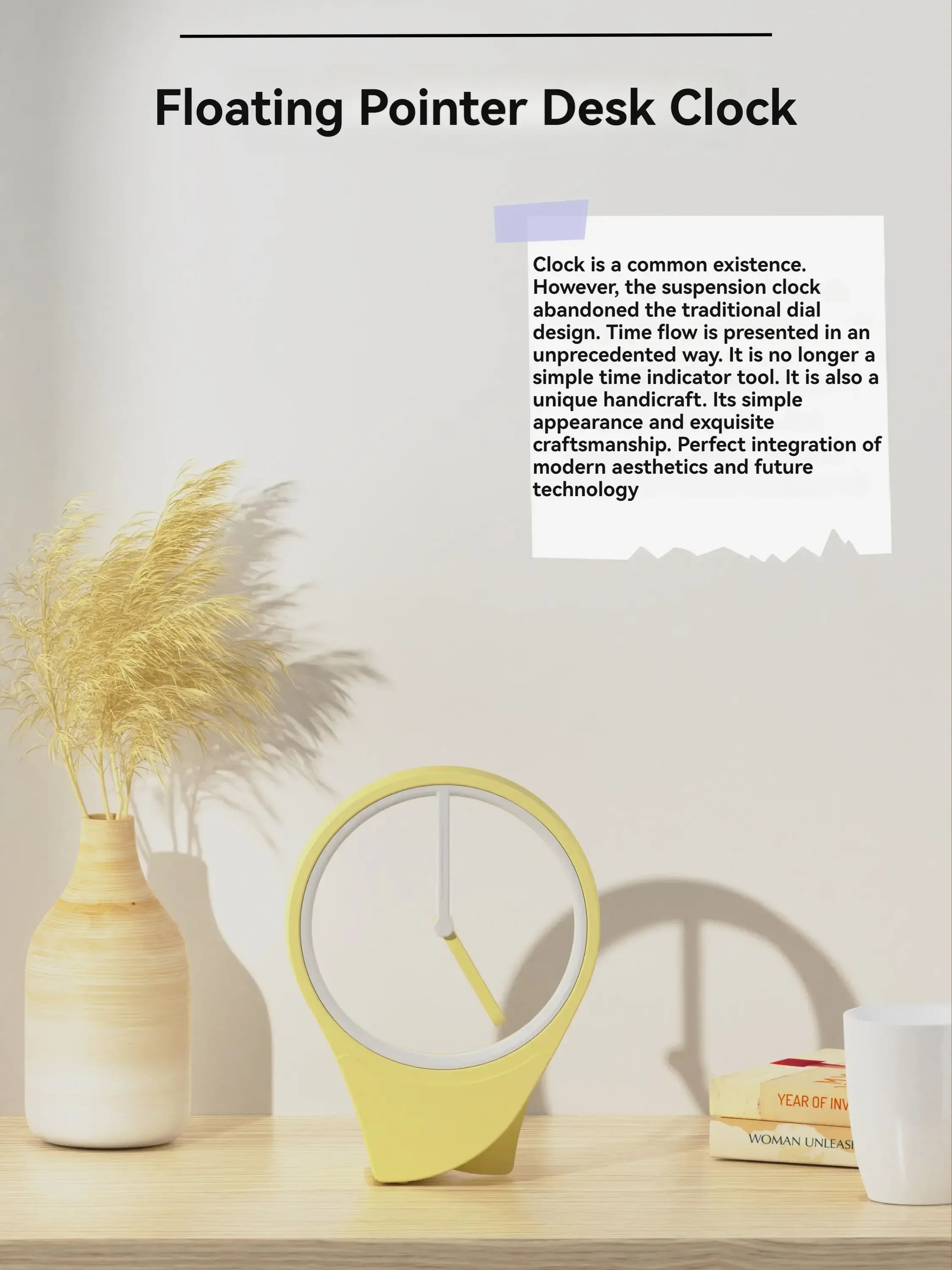 Modern Floating Dial-Free Clock Creative Simple Desktop Decoration Small Clock for Home and Office Ornament Black Technology