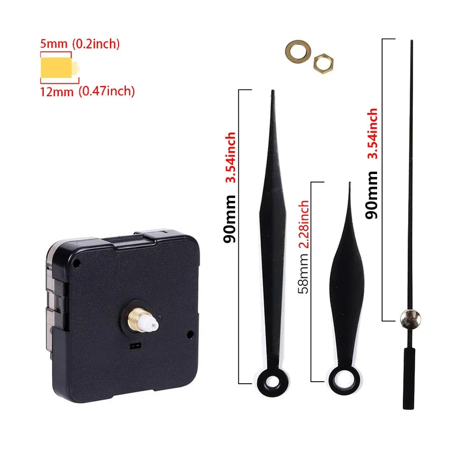 Clock Mechanism Silent Quartz Movement Machine Wall Hands Pointer Set Clockwork Table Long Shaft DIY Watches Repair Parts