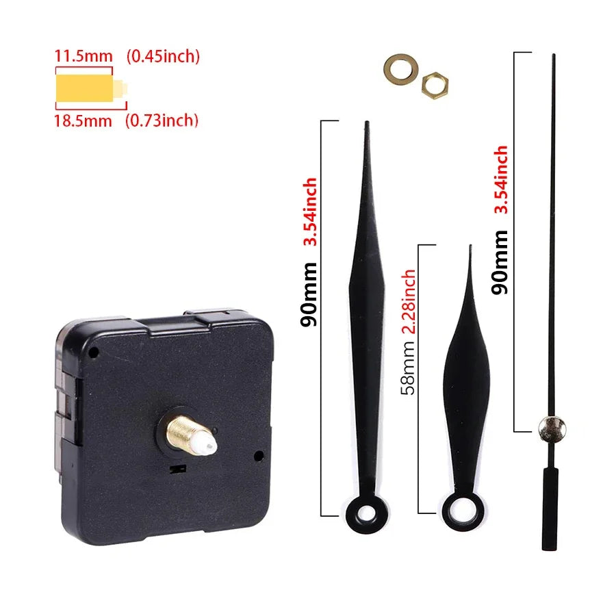 Clock Mechanism Silent Quartz Movement Machine Wall Hands Pointer Set Clockwork Table Long Shaft DIY Watches Repair Parts
