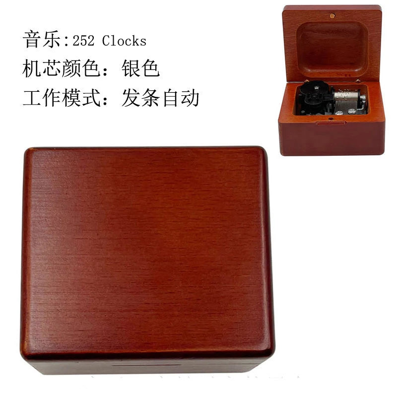 Classic Clocks Melody Wooden Music Box Color Printed Study Desk Decorative Ornaments Holiday Gifts for Friends Musical Fans