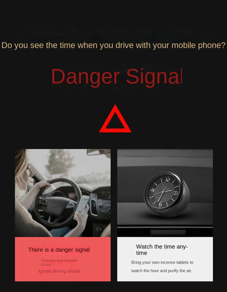 Car Clock Luminous Mini Automobiles Internal Stick-On Digital Watch Mechanics Quartz Clocks Auto Ornament 40mm 43mm