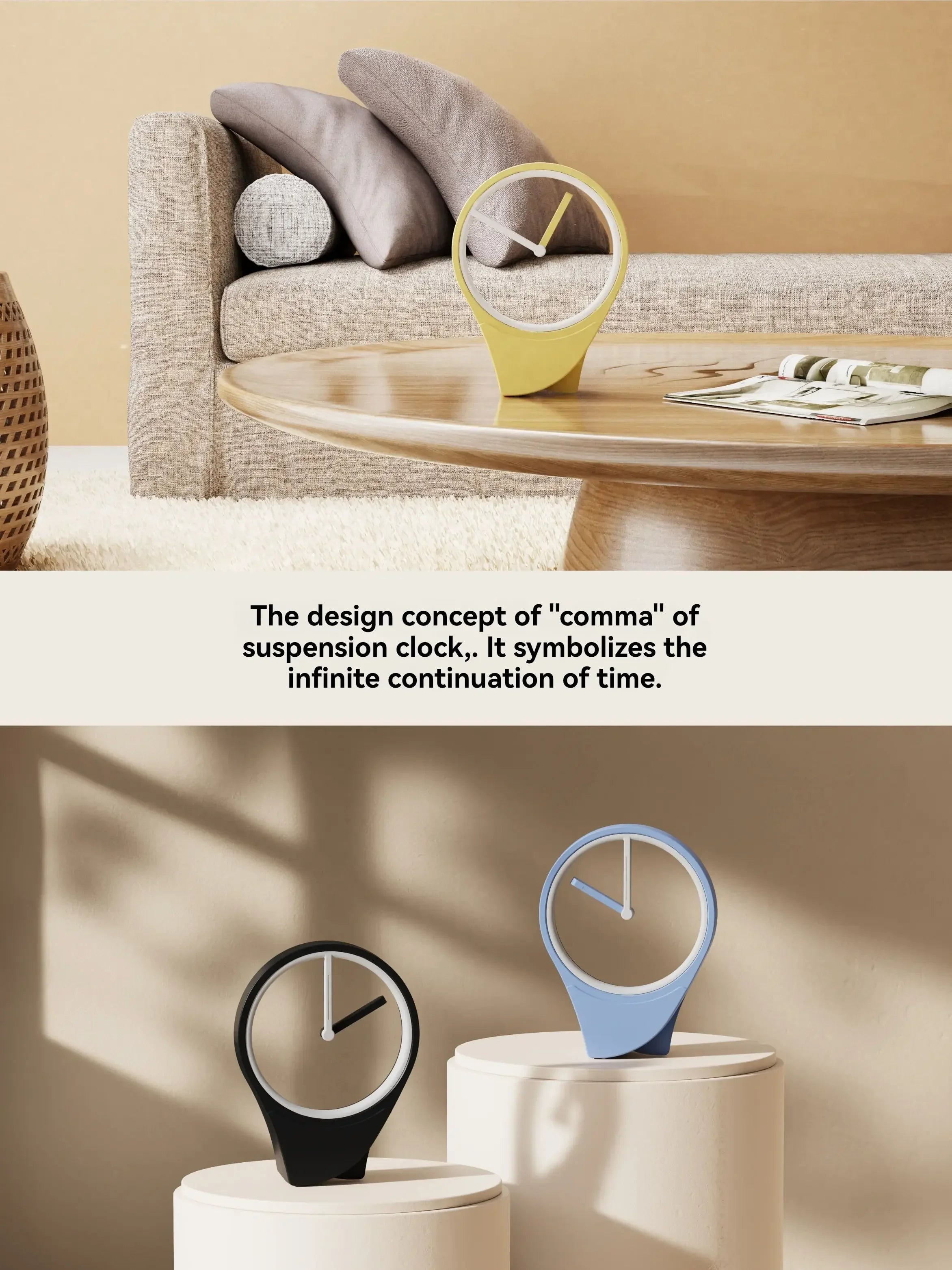 Modern Floating Dial-Free Clock Creative Simple Desktop Decoration Small Clock for Home and Office Ornament Black Technology