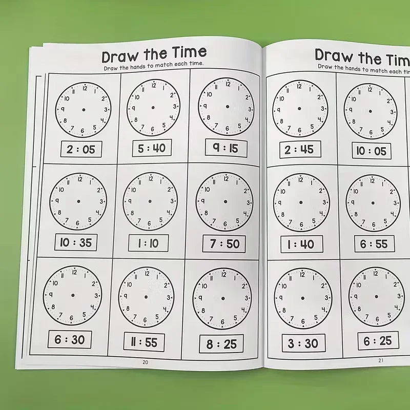Telling Time Workbook for Kids - Master Analog & Digital Clocks in 30 Days,Daily Practice Worksheets with Interactive Activities