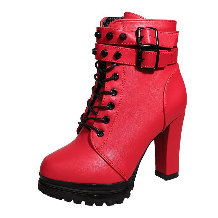 Fashionable Waterproof High Heel Short Boots for Women