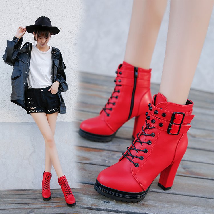 Fashionable Waterproof High Heel Short Boots for Women