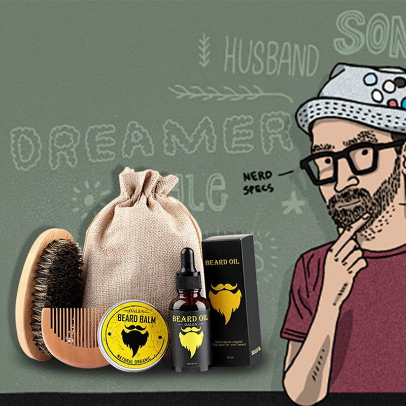 Men's Beard Care Set with Beard Balm and Oil